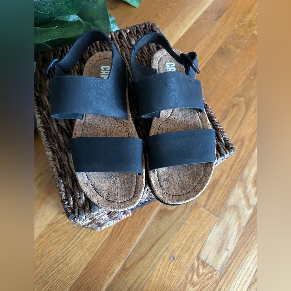 Camper Oruga Black Cork-Style Footbed Sandals
